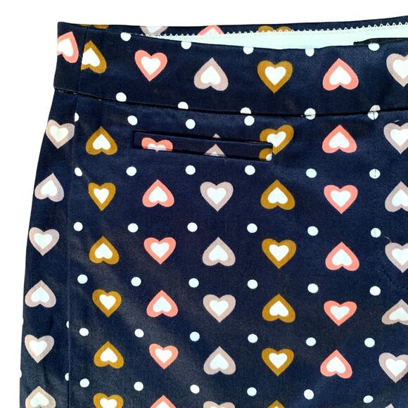 J. Crew Navy Blue Multicolor Heart Polka Dot Shorts Size 0 - Picture 2 of 6